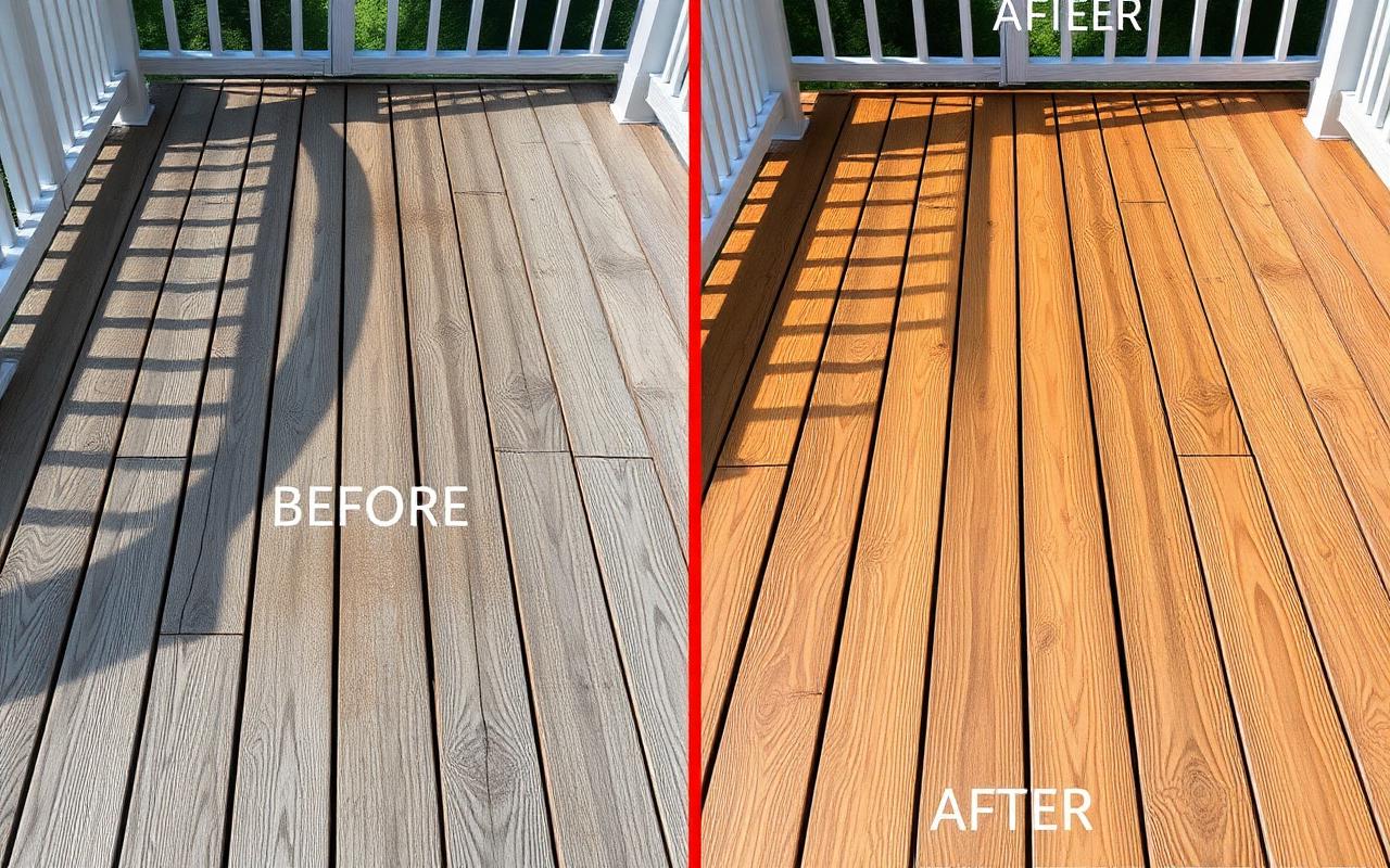 Deck cleaning before and after in Loudoun County Virginia